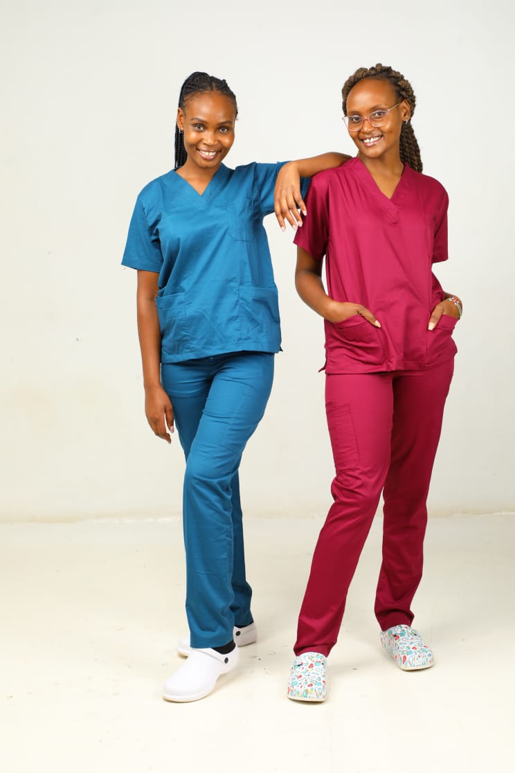 teal green and maroon jojo scrubs